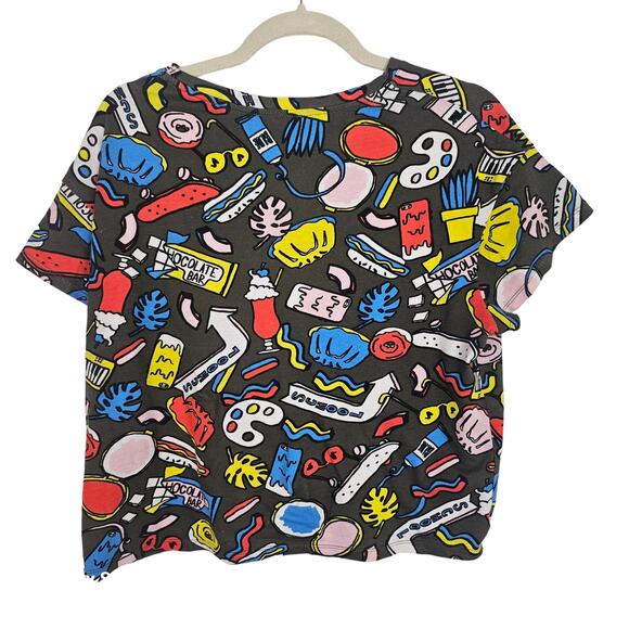 Zara Trafaluc Top Crop Top Women S Green Graphic T Shirt Short Sleeve Shirt - Picture 4 of 4